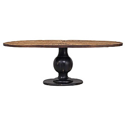 Acheter BOIS & CHIFFONS Table à manger ovale plateau bois brut pied noir | Manguier Aberdine