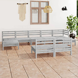 Maison Chic Salon de jardin 9 pcs - Table et chaises d'extérieur - Mobilier/Meubles de jardin Moderne Blanc Bois de pin massif -MN85460