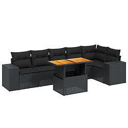 Maison Chic Ensemble Tables et chaises d'extérieur 7pcs avec coussins,Salon de jardin noir résine tressée -GKD276712