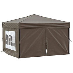 vidaXL Tente de réception pliable avec parois Taupe 3x3 m