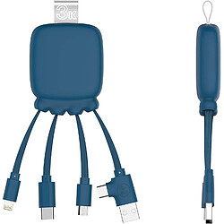 SANAG Câble Multi Connecteurs Usb - Hub Usb 4 En 1 Usb C, Usb Et Micro Usb - Câble Chargeur Universel Et Batterie Externe 3000 Mah - Câble Multi Téléphone - Octopus Gamma (Bleu)