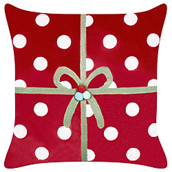 Acheter Beliani Lot de 2 coussins GUMDROP Velours 45 x 45 cm À pois Broderie Rouge