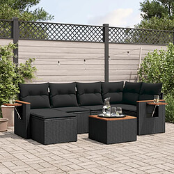 Maison Chic Salon de jardin 7 pcs avec coussins | Ensemble de Table et chaises | Mobilier d'Extérieur noir résine tressée -GKD54364