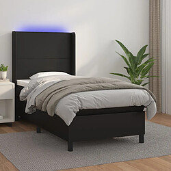 Sommier à lattes et matelas LED,Cadre à lattes de lit pour Adulte Noir 100x200cm Similicuir -MN90247