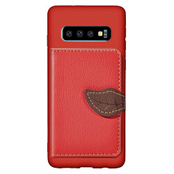 Wewoo étuis Coque Housse Étui de protection en TPU texturé à texture litchi avec feuille magnétique pour Galaxy S10 +, emplacements pour cartes, support et porte-monnaie (rouge)