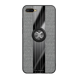 Wewoo Coque Souple Pour OPPO K1 / R15X XINLI tissu de couture Antichoc TPU Housse de protection avec support d'anneau Gris