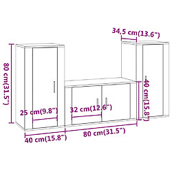 vidaXL Ensemble de meubles TV 3 pcs Chêne marron Bois d'ingénierie pas cher