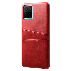 Coque en TPU + PU KSQ anti-griffes avec porte-cartes, rouge pour votre Vivo Y21/Y21s/Y33s