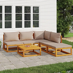 Maison Chic Salon de jardin 6 pcs + coussins - Mobilier/Meubles de jardin - Table et chaises d'extérieur taupe bois massif -MN59445