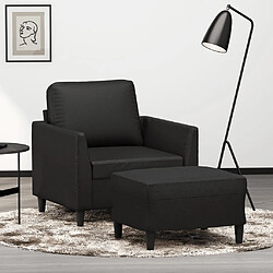 Maison Chic Fauteuil et repose-pieds,Fauteuil luxe pour relax Noir 60 cm Similicuir -MN11405