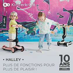 Kinderkraft HALLEY, Trottinette, Draisienne, Patinette, Scooter, Multifonctionnel, Moderne, Trois Roues, Reglable, LED Roues, Frein, 2 ans jusqu'a 50 kg, Blanc