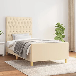 Maison Chic Lit adulte - Cadre Structure de lit avec tête de lit Contemporain Crème 90x190 cm Tissu -MN22870