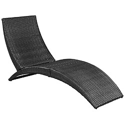 Maison Chic Chaise longue pliable avec coussin | Bain de soleil Relax | Transat Résine tressée Noir -GKD61252 pas cher