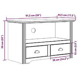 vidaXL Meuble TV avec 2 tiroirs BODO gris bois de pin massif pas cher