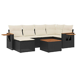 Maison Chic Salon de jardin 7 pcs avec coussins | Ensemble de Table et chaises | Mobilier d'Extérieur noir résine tressée -GKD31219