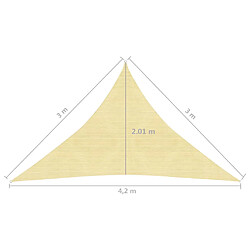 vidaXL Voile d'ombrage 160 g/m² Beige 3x3x4,2 m PEHD pas cher