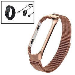 PHONECARE Kit Bracelet Milanese Loop Fermoir Magnétique + Chargeur Usb Charger + Gel d'écran de film protecteur Full Coque pour Xiaomi Mi Band 6 / Mi Smart Band 6 - Or rose