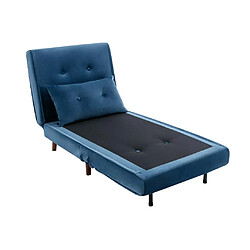 Vente-Unique Fauteuil convertible en velours bleu nuit URIBIA pas cher