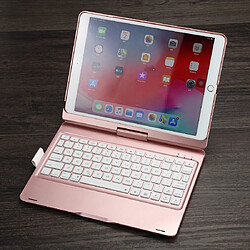 Wewoo F102AS pour iPad 10.2 pouces coloré rétro-éclairé étui en cuir Bluetooth clavier rotatif avec fonction de fente stylo or rose