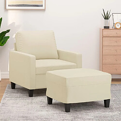 vidaXL Fauteuil avec repose-pied Crème 60 cm Similicuir