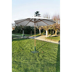 Proloisirs Parasol en bois 350 cm avec manivelle June ecru.