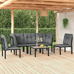 Maison Chic Salon de jardin 6 pcs - Table et chaises d'extérieur - Mobilier/Meubles de jardin Moderne noir et gris résine tressée -MN45053