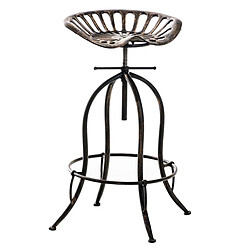 Decoshop26 Tabouret de bar x1 avec repose-pieds circulaire design industriel en métal bronze 10_0005221