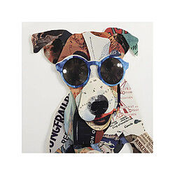 Acheter Vente-Unique Tableau collage chien effet 3D MAMBO avec cadre noir - 60 x 60 cm - Multicolore