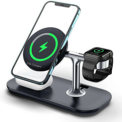 Chrono Chargeur sans fil à induction magnétique 3 en 1, chargeur sans fil compatible avec Magsafe, charge magnétique pour iPhone 12 / Pro / Pro Max / Mini, station de charge rapide Apple Watch / AirPods pro,(noir)