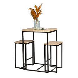 Urban Living Table haute avec 2 tabourets industrielle Dock - Noir pas cher