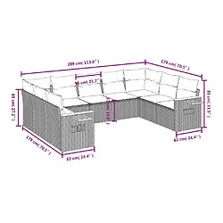 Avis Maison Chic Salon de jardin avec coussins 9 pcs | Ensemble de Table et chaises | Mobilier d'Extérieur beige résine tressée -GKD40177