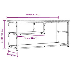 vidaXL Meuble TV chêne fumé 103x38x46,5 cm bois d'ingénierie et acier pas cher