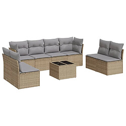 vidaXL Salon de jardin avec coussins 9 pcs beige résine tressée