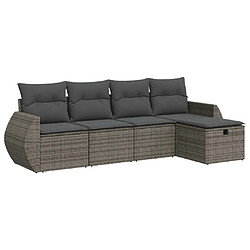 vidaXL Salon de jardin 5 pcs avec coussins gris résine tressée