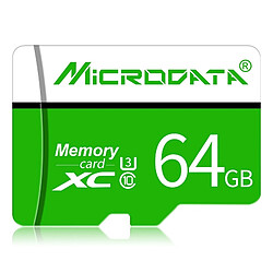 Wewoo Carte Micro SD mémoire MICRODATA 64 Go U3 verte et blanche TF SD