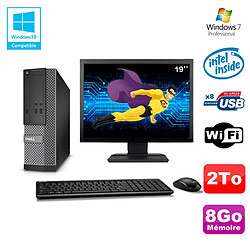 Lot PC Dell Optiplex 3020 SFF Intel G3220 3GHz 8Go 2To DVD Wifi W7 + Ecran 19" - Occasion