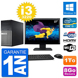 PC Dell 3010 MT Ecran 27" i3-3220 RAM 8Go Disque Dur 1To HDMI Windows 10 Wifi - Occasion