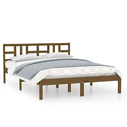 vidaXL Cadre de lit sans matelas marron miel 200x200 cm bois massif