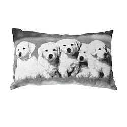 Toilinux Coussin imprimé chiens - 30 x 50 cm - Noir et blanc