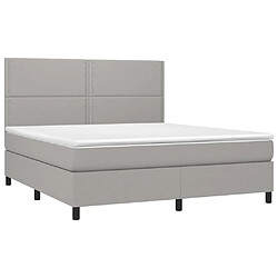 Avis Maison Chic Structures de lit + matelas,Lit à sommier tapissier avec matelas Gris clair 180x200cm Tissu -MN40739