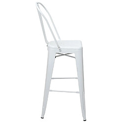 Decoshop26 Lot de 2 tabourets de bar chaises de comptoir avec dossier design industriel en métal blanc 04_0005197