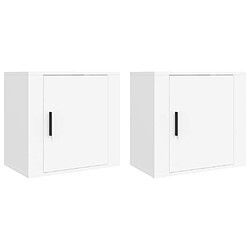 Maison Chic Lot de 2 Tables de Chevet murales - Tables de Nuit Blanc 50x30x47 cm