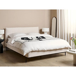 Beliani Lit double en tissu beige crème 160 x 200 cm CORIO