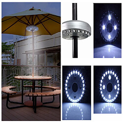 Patio LED Parapluie Lumière Blanc Piles AA Sans Fil Fonctionnant Faciles à Clipser Argent