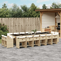 vidaXL Ensemble à manger de jardin et coussins 17 pcs beige