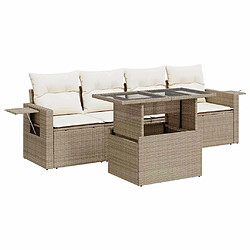 vidaXL Salon de jardin avec coussins 5 pcs beige résine tressée