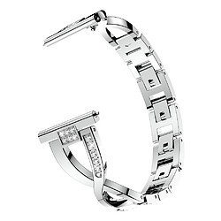 Bracelet en métal forme x décor strass alliage de zinc argent pour votre Samsung Galaxy Watch Active SM-R500