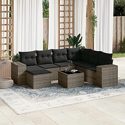 Maison Chic Ensemble Tables et chaises d'extérieur 8 pcs avec coussins,Salon de jardin gris résine tressée -GKD399237