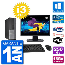 PC Dell 7020 SFF Ecran 22" i3-4130 RAM 16Go Disque Dur 250Go Windows 10 Wifi - Occasion