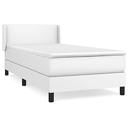 vidaXL Sommier à lattes de lit avec matelas Blanc 90x190 cm Similicuir